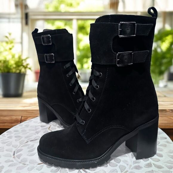 La CANADIENNE Power Lace-Up Waterproof Combat Boot Black Suede Size 5 - Picture 11 of 13